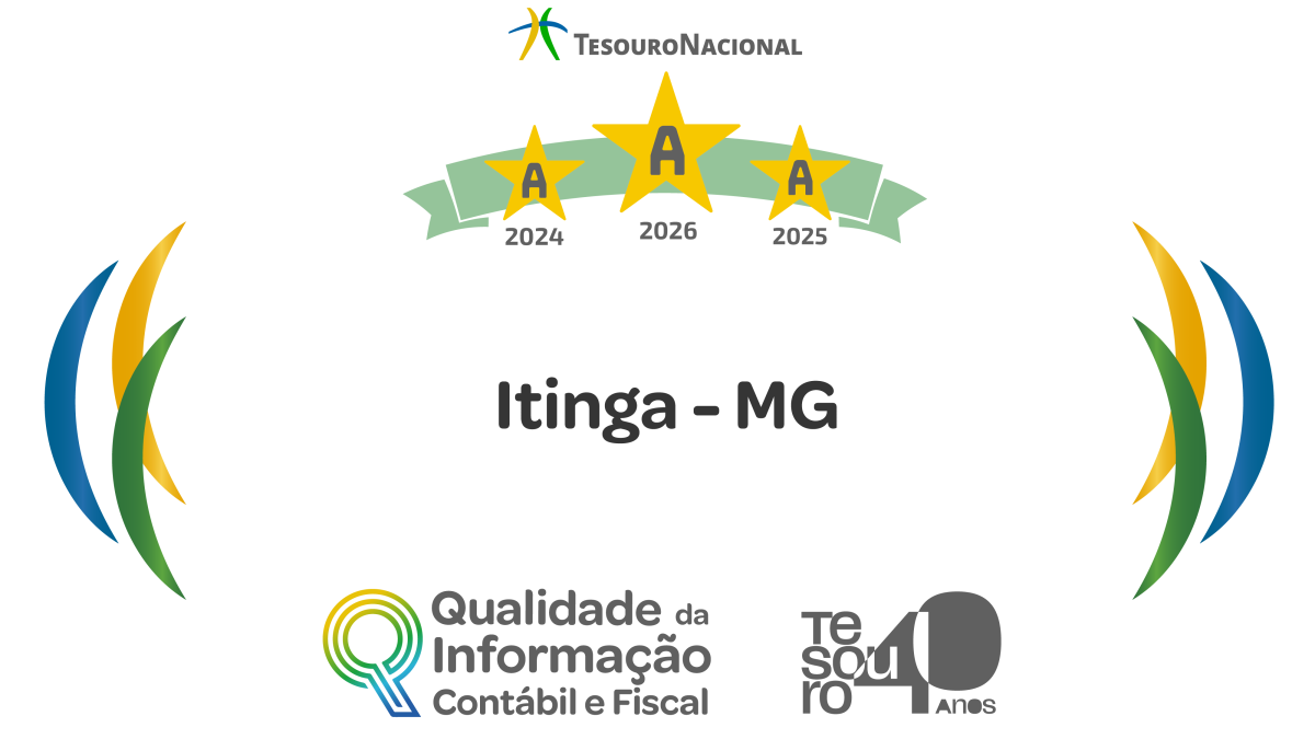 Selo do Tesouro Nacional: Nota A em 2024, 2025 e 2026 no Ranking da Qualidade da Informação Contábil e Fiscal - Itinga - MG